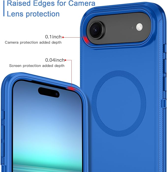 for iPhone Air Case/iPhone 17 Air Case [Compatible with MagSafe] Shockproof 3-Layer Full Body Protection [Without Screen Protector] Rugged Heavy Duty Cover for Apple iPhone Air 6.5",Sea Blue