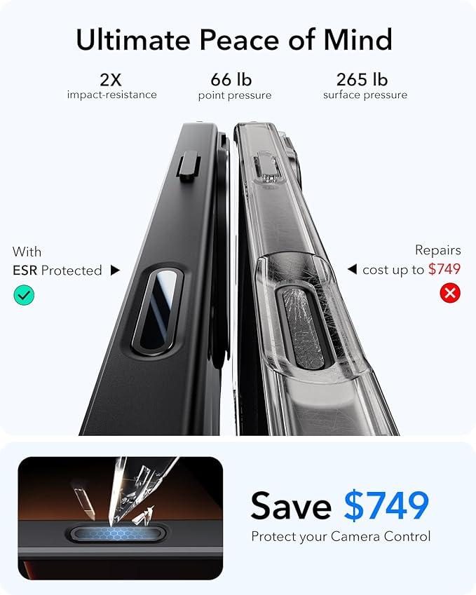 ESR for iPhone 16 Plus Case, Compatible with, Military-Grade Protective Case, Built-in Stash Stand Phone Case, Scratch-Resistant Back Cover, Classic Series, Clear Black