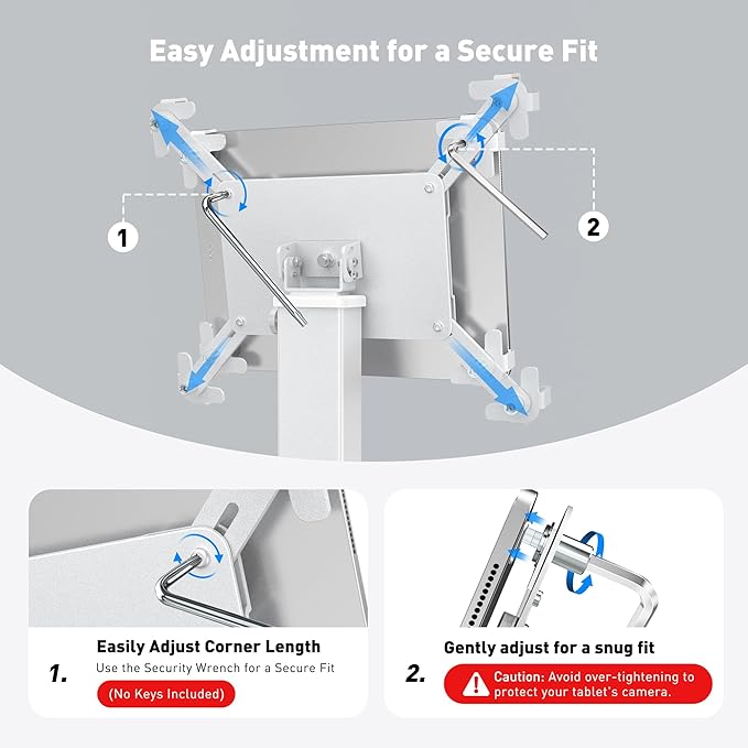 AboveTEK iPad Clamp Mount Desk, Adjustable Tablet Holder Clamp with 360° Rotation & 180° Tilt, Fits 9.7"-13" Tablets, Anti-Theft iPad Desk Stand, Heavy-Duty Aluminum Tablet Stand, Perfect for Work