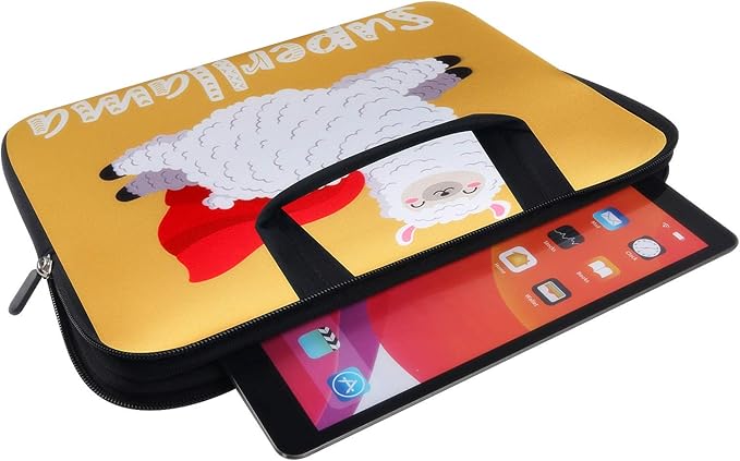 Violet Mist 11 11.6 12 Inch Laptop Sleeve Funny Llama Pattern Laptop Carrying Bag Case with Handle Cute Protective Neoprene Notebook Tablet Computer Travel Cover Pouch Briefcase, Flying Llama