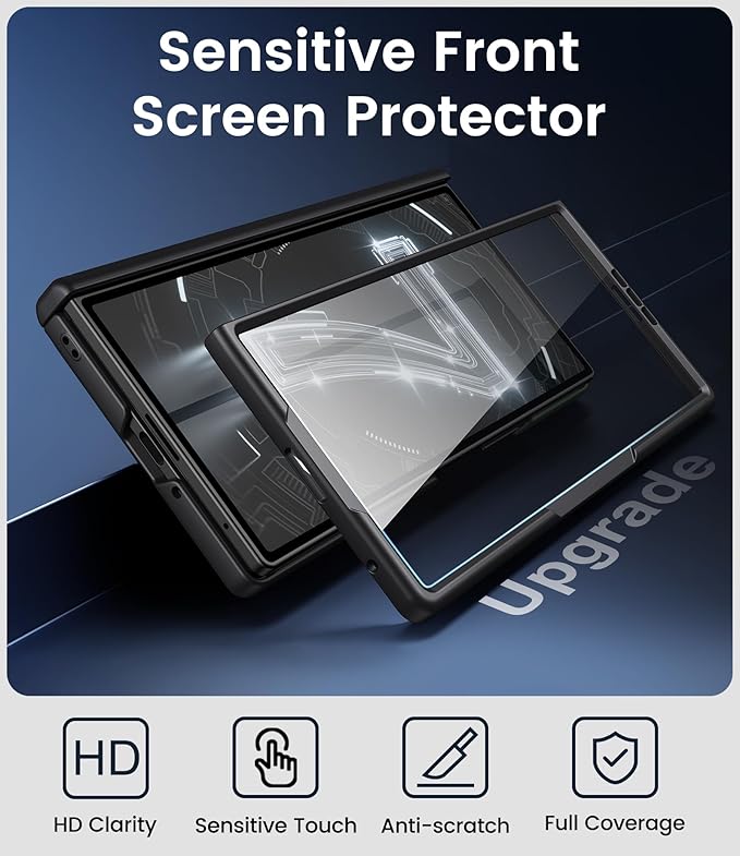 for Samsung Galaxy Z Fold 7 Case with Stand, Front Screen Protector, Hinge Protection, Slim & Rugged, Full Body Hard Cover, Daily Drop Protective Phone Case for Samsung Z Fold 7 5g 2025, Black