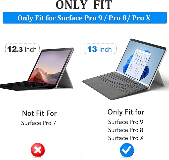 CoBak Case for Surface Pro 2024 Copliot PC 11th Edition - for Microsoft 13 Inch Tablet, Fits Keyboard and Kickstand with Multiple Angle