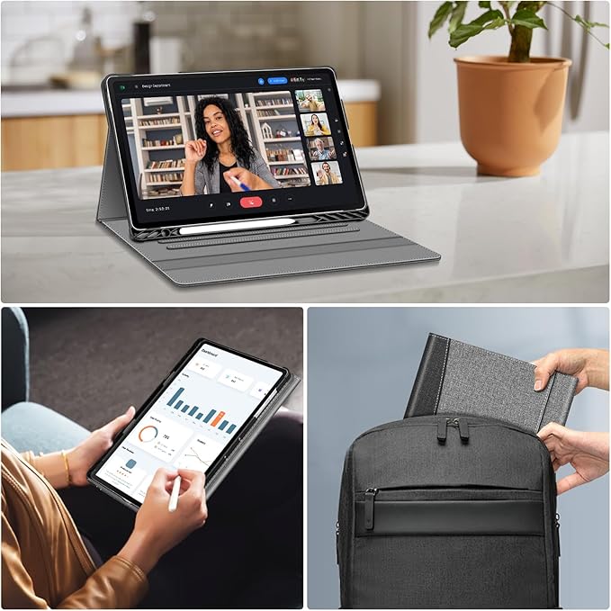 Fintie Case for Samsung Galaxy Tab S10 FE Plus 13.1 Inch 2025 Model (SM-X620/X626) with Built-in S Pen Holder, Multiple Angle Portfolio Business Cover with Pocket Auto Sleep/Wake, Gray