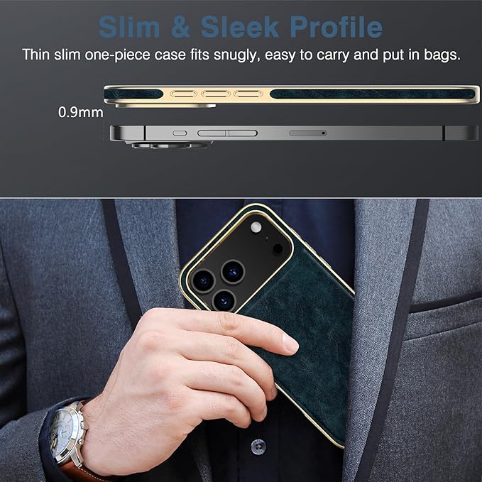 LOHASIC Magnetic for iPhone 17 Pro Max Case, Compatible with MagSafe, Modern Aesthetic Leather Design, Non-Slip Grip Protective Cover Phone Case for i Phone17 Pro Max 6.9" 2025 - Petrol Blue