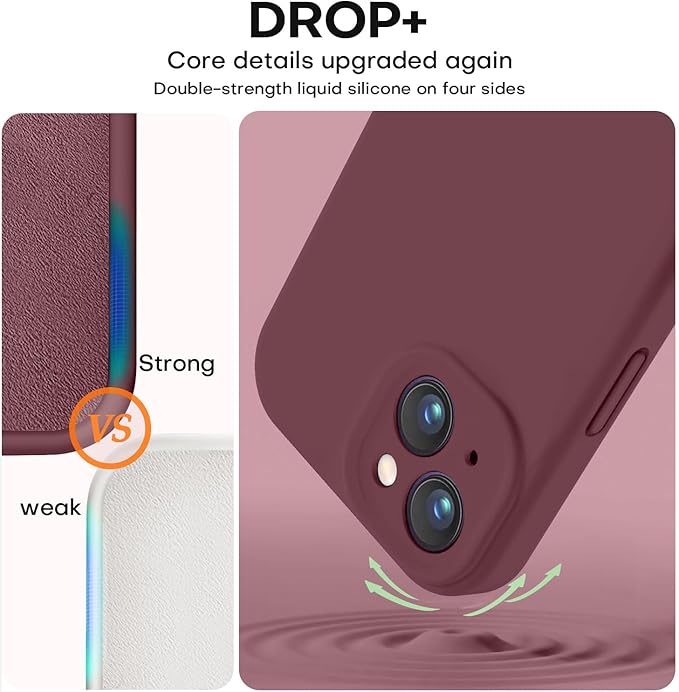 Vooii Compatible with iPhone 13 Case, Liquid Silicone Upgrade [Camera Protection] [Soft Anti-Scratch Microfiber Lining] Shockproof Phone Case for iPhone 13 6.1 inch - Plum