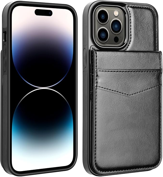 MMHUO for iPhone 14 Pro Max Case with Card Holder,Premium Leather Magnetic Clasp Flip Case for iPhone 14 Pro Max Wallet Case for Men Women,Protective Case Phone Case for iPhone 14 Pro Max,Black