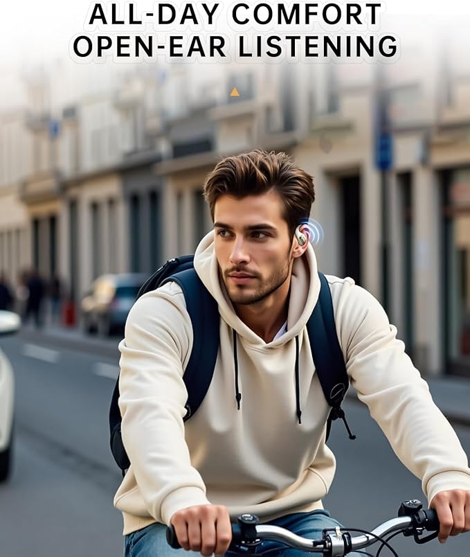 Open-Ear Headphones, Over Ear Earbuds with Ear Hooks, True Wireless Bluetooth Earphones with Microphone, Touch Control, Clear Calls, 60H Playtime, IPX7 Waterproof for Running and Workouts