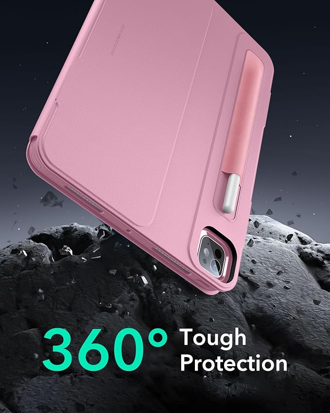 ESR for iPad Pro 13 Inch Case M4(2024), iPad Pro 13 Rotating Case with Removable Magnetic Cover, Adjustable Portrait/Landscape Stand with Raised Screen View, 9 Standing Angles, Shift Series, Pink