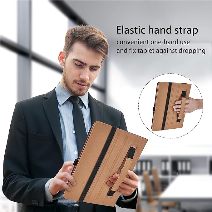 Case for Lenovo Tab M10 Plus 3rd Gen 10.6 Inch 2022 (TB125FU/TB128FU) - PU Leather Business Folio Case with Hand Strap and Pocket, Red