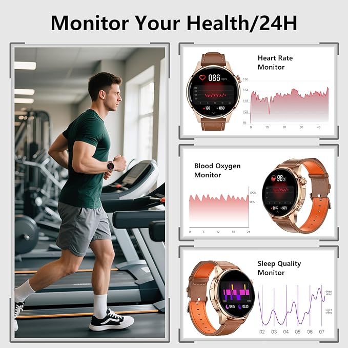 Smart Watches for Men,1.46" GPS Fitness Tracker (Make Calls/Answer), Heart Rate,AI,Bluetooth Call/Text Reply,Compass/Altitude/Barometer,100+ Sports Mode,Waterproof for Android iOS with 2 Straps