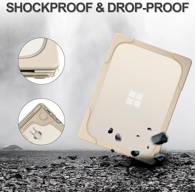 Batianda Heavy Duty Case for 13.8 inch Microsoft Surface Laptop 2024 (7th Edition) with Fold Kickstand Includes Keyboard Cover Screen Protector - Shockproof Stylish & Durable Protective Cover, Khaki