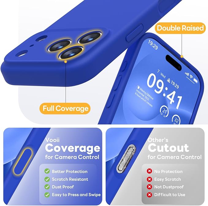 Vooii Magnetic Compatible with iPhone 17 Pro Case (Compatible with Magsafe) (Upgraded Camera Protection) Liquid Silicone Shockproof Full Body Protective Phone Cover for Women Men, Klein Blue, 6.3”