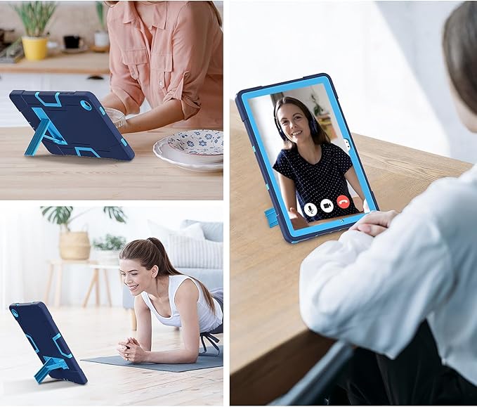 Case for Samsung Galaxy Tab A9 Plus + 11 inch (2023), Heavy Duty Shockproof Kickstand High Impact Protective Cover for Galaxy Tab A9+ Plus 11" Model (SM-X210/X215/X216), Navy Blue+Blue