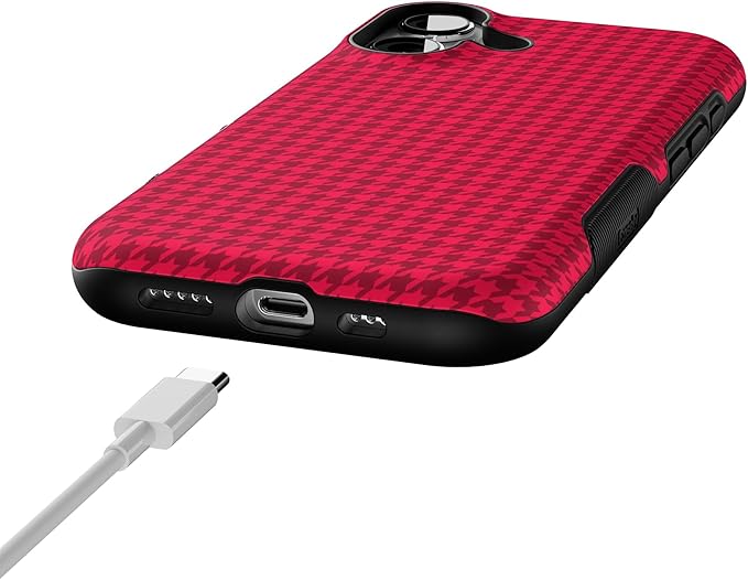 Casely iPhone 17 Case | Best Dressed | Red Houndstooth | Bold Protective Design | Compatible with MagSafe