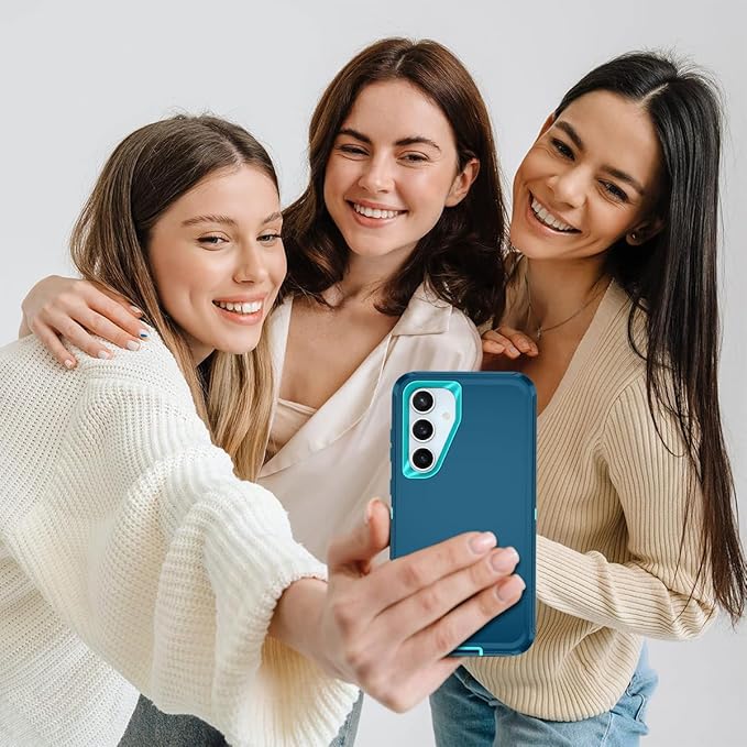 for Samsung Galaxy S24 FE 5G Case Heavy Duty Protective Shockproof Dropproof 3-Layer Full Body Protection [Without Screen Protector] Tough Rugged Case for Galaxy S24 FE,Turquoise