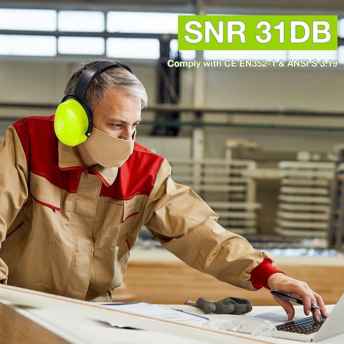 LYSIAN Foldable Noise Reduction Earmuffs, Hearing Protection Safety Ear Muffs for Shooting, Workshop,Loud Security Events