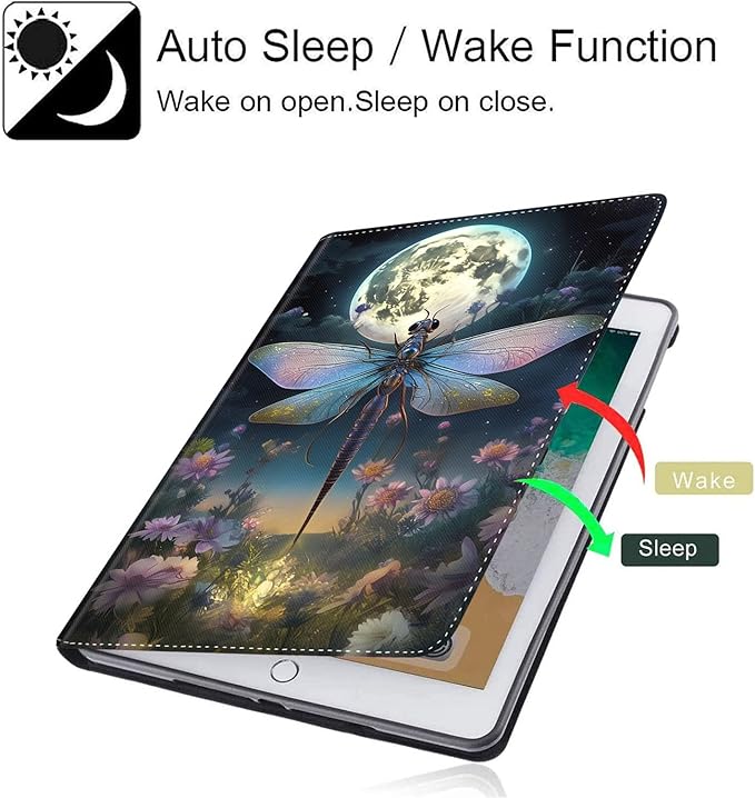 Case for Galaxy Tab A9 Plus ， Auto Sleep/Wake Multi-Angle Viewing Slim Folio Stand Cover for Samsung Galaxy Tab A9+/A9 Plus 11 Inch 2023 (SM-X210/X216/X218), Dragonfly Moon