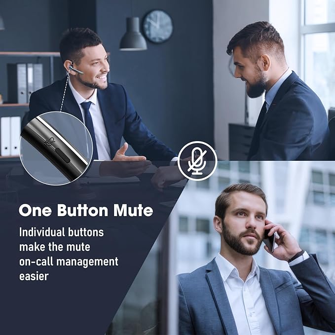 Bluetooth Headset, Wireless Earpiece with Upgrade Noise Canceling Mic,500mAh Charging Case Support 72H Talking Time,Hand-Free Headphones with Mute Button for Computer Cell Phones Trucker Work