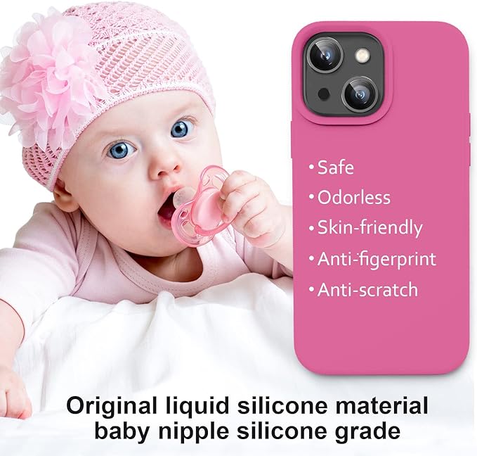 Vooii Compatible with iPhone 14 Case,[Silky Touch Premium Liquid Silicone] [Soft Anti-Scratch Microfiber Lining], Ultra Slim Shockproof Protective Case for iPhone 14 - Pitaya