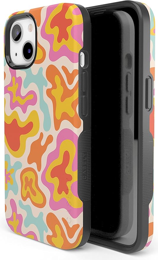 Casely iPhone 14 Case | Tropical Color Splash | Abstract Retro Girly | Compatible with MagSafe | Bold Protective Design