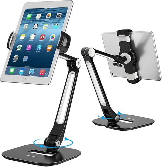 AboveTEK Tablet Stand, Multi-Angle Adjustable iPad Stand Holder, 360° Swivel Tablets Stand Aluminum Desk Mount Fits 4”-11"(Diagonal) iPad/mini/Air/Pro for Business Kiosk Office – Black