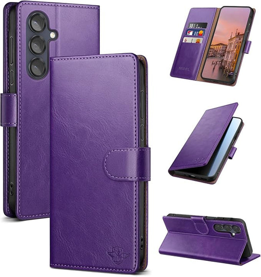 Wallet Case for Samsung Galaxy S25 5G Magnetic Flip Leather Folio Cover with RFID-Blocking Credit Card Holder, Women Men Protective Phone Case Compatible with Samsung S25, Purple