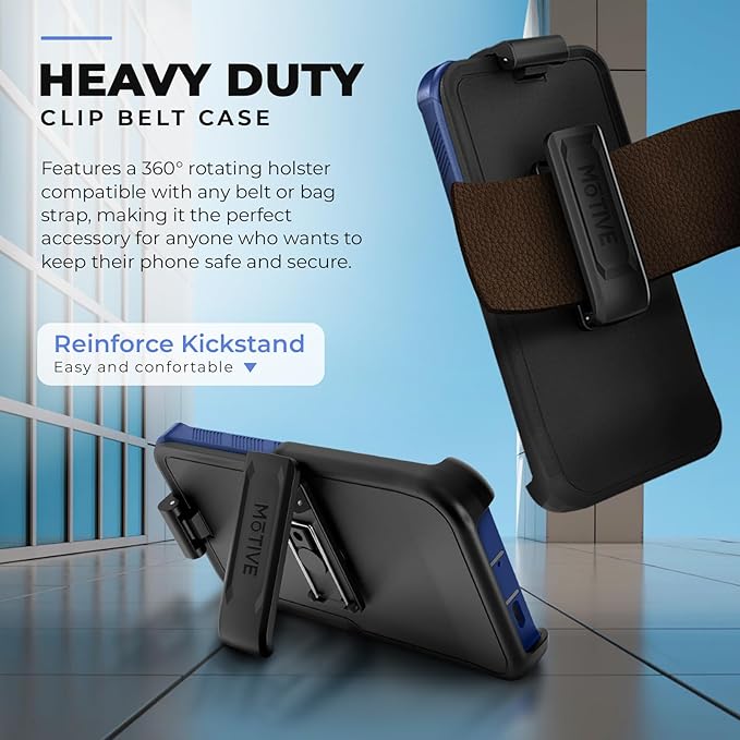 MOTIVE Compatible with Samsung Galaxy s25 Phone case, [15FT Military Grade Drop Protection] with Screen Protector, Protective Samsung s25 Holster Case 6.2" [Fits s24 Phone] Blue
