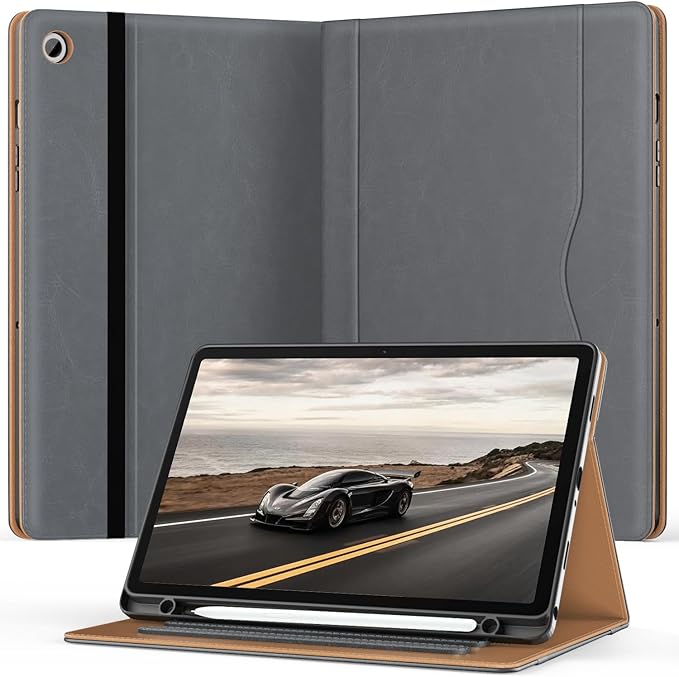 OKP Case for Samsug Galaxy Tab A9+ Plus 11 inch 2024(SM-X210/X216/X218), PU Leather Folio Cover with Multi-Angle Stand//Pen Holder, Auto Wake/Sleep Case for Galaxy A9+ 11" Tablet (Gray)