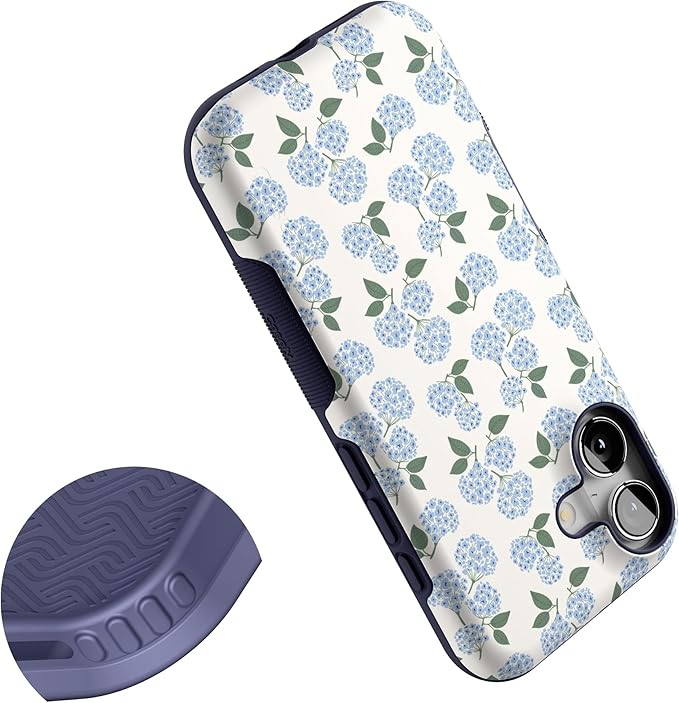 Casely iPhone 17 Case | Nantucket Cottage | Blue Hydrangea | Bold Protective Design | Compatible with MagSafe