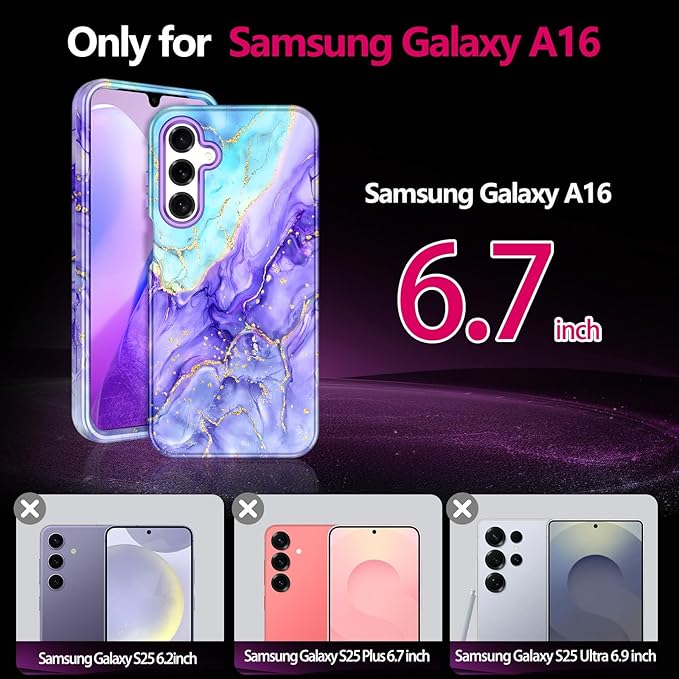 Casetego for Galaxy A16 5G Case,Compatible with MagSafe,[Military Grade Drop Test] Full Body Protection Slim Shockproof Rugged Marble Women Case for Samsung Galaxy A16 5G 6.7 inch,Cobalt Violet