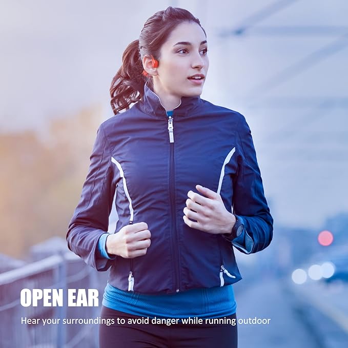 Headset Open Ear Headphones - IPX5 Waterproof Bluetooth Bone Conduction Headphone Wireless Earphones, Type-C Charging, Long Battery Life, 25g Lightweight Red