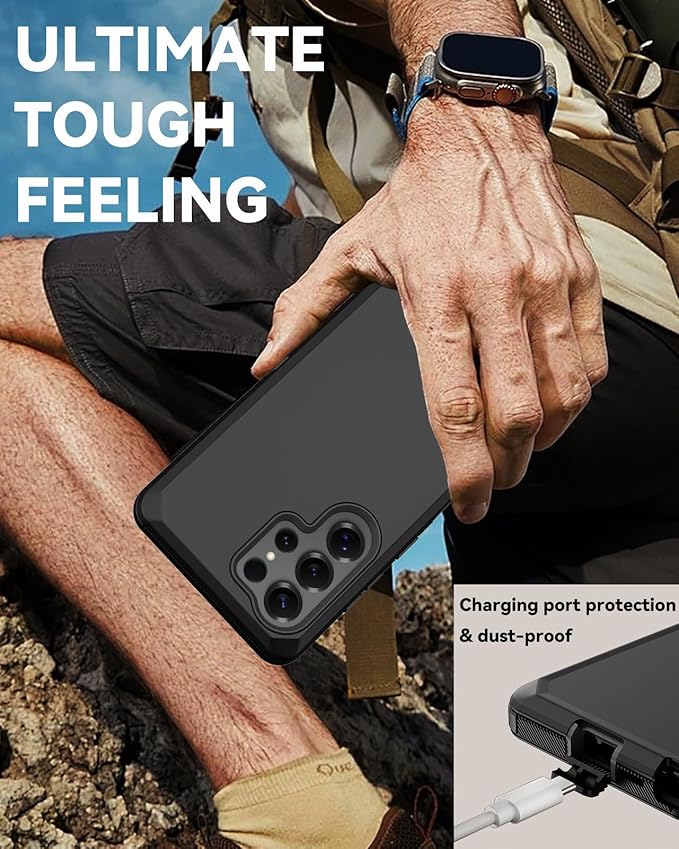 for Samsung Galaxy S25 Ultra Case, Full Body Rugged Military Drop Protection Bumper Heavy Duty Shockproof Anti-Scratch Protective Cover Phone Case for Galaxy S25 Ultra 5G (Black)