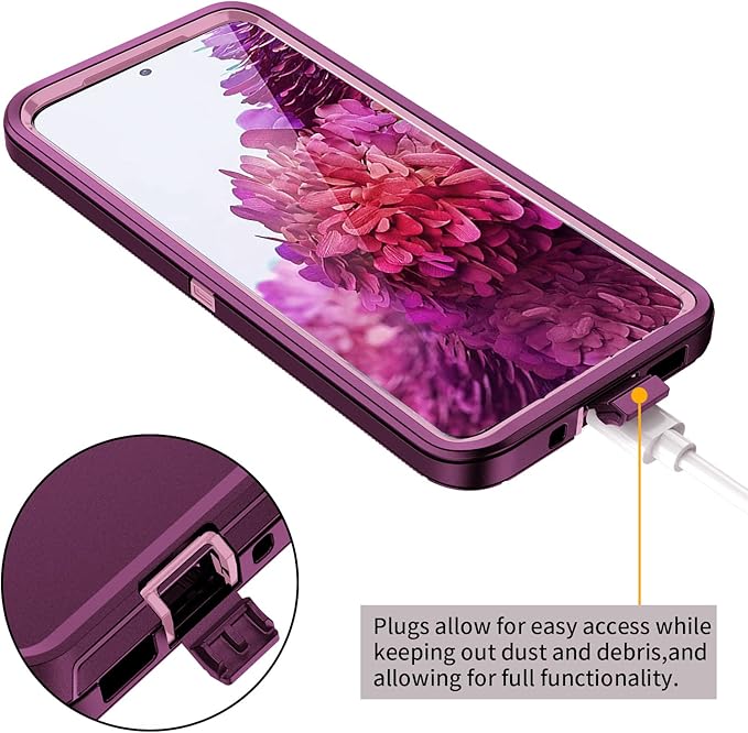for Galaxy S20 FE 5g Case,Shockproof Dropproof Dustproof 3-Layer Full Body Protection Rugged Heavy Duty High Impact Hard Cover Case for Galaxy S20 FE 6.5 inch,Purple/Pink