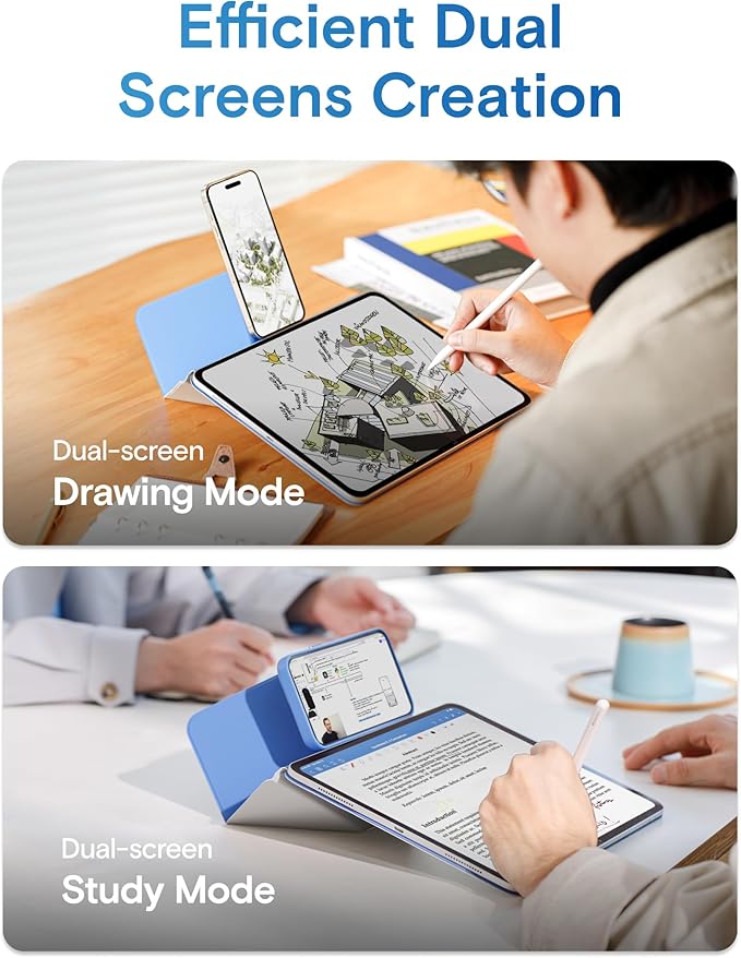 MOFT Dynamic Folio Case for iPad Pro 13 Inch (M4) 2024, Silm Magnetic Stand Case with 20+ Viewing Angles, Auto Wake/Sleep, Ultra Thin, Cement x Sapphire