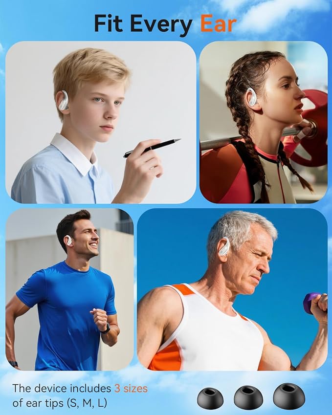 Wireless Earbuds, Sports Bluetooth 5.4 Headphones, Ear Buds with ENC Noise Canceling Mic, 80Hr Playtime Earphones, Palm-Sized, LED Power Display, IPX7 Waterproof Headset for Workout Running, White