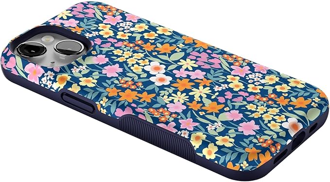 Casely iPhone 14 Case | Full Bloom | Navy Floral | Compatible with MagSafe | Bold Protective Design