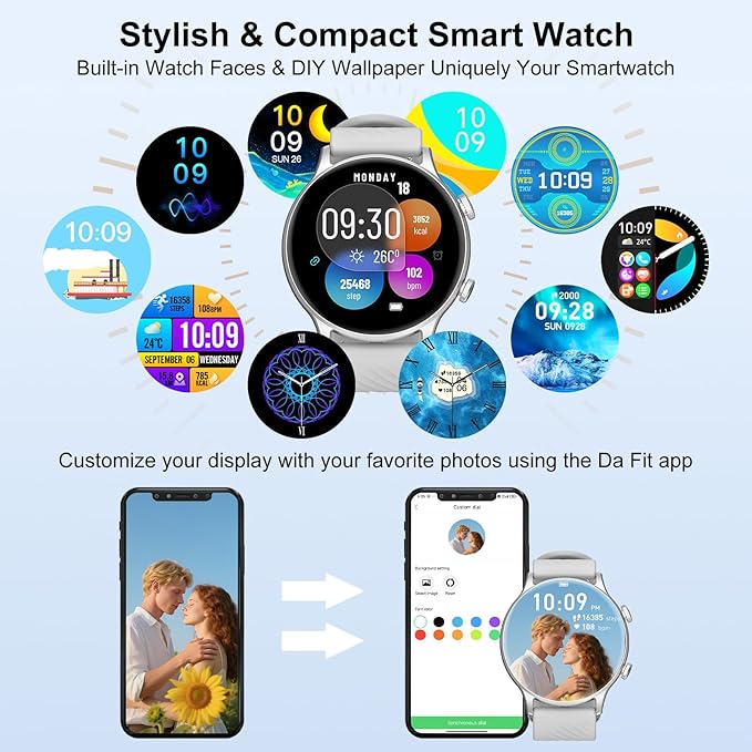 Smart Watch for Women, 1.77" Fitness Tracker with Heart Rate/Sleep/SpO2/Stress Monitor, Fitness Watch for Answer Calls, IP68 Smartwatch for iOS Android, Step Counter Watch, 123+ Sport Modes,2 Bands