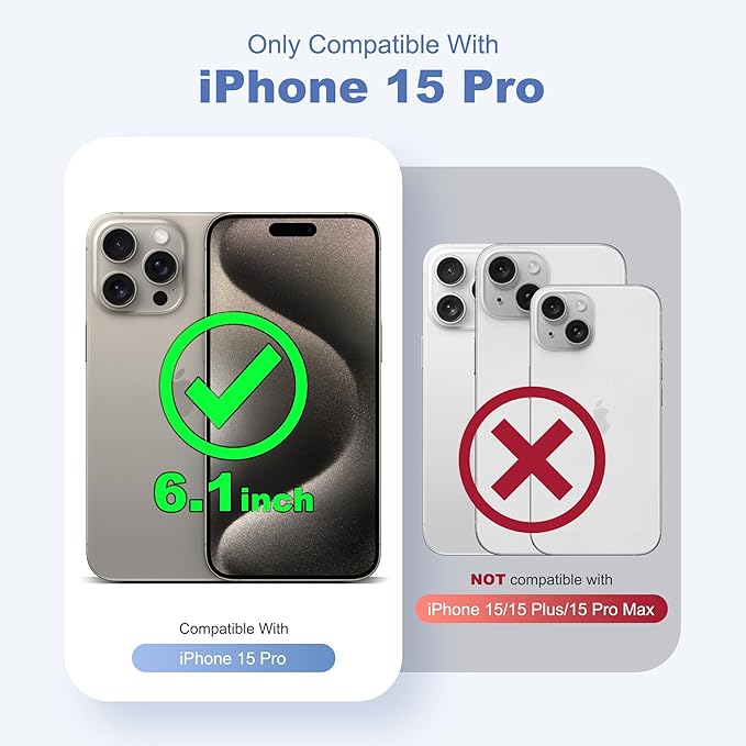 Compatible with iPhone 15 Pro Case with Invisible Magnetic 360°Spin Stand,Military-Grade Shockproof Protection [Compatible with Mag-Safe] Non-Slip Edge Translucent Case (6.1",Black)