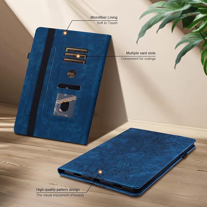 Case for Samsung Galaxy Tab S10 Plus 2024/S9 FE Plus 2023/S9 Plus 2023 12.4 Inch, Slim PU Leather Folio Cover with Multi-Angle Stand and Pen Holder, Blue