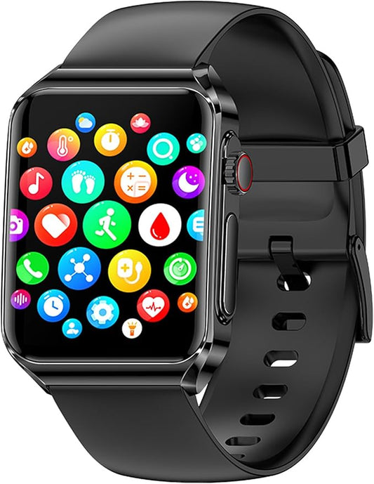 Smart Watch, 1.85" HD Bluetooth Call Pedometer with Heart Rate/Blood Oxygen/Blood Pressure/Blood Composition/Body Composition/Sleep Monitor, IP67 Waterproof