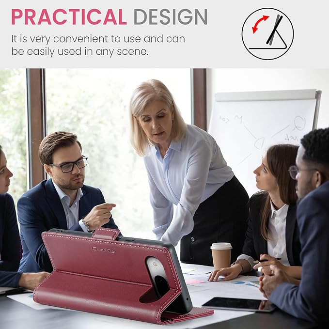 for Google Pixel 8A Case, Premium PU Leather Wallet Case Flip Cover with [RFID Blocking][Card Holder][Stand Function] Shockproof Protective for Google 8A, Red