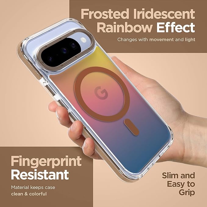 MOWIME Magnetic Case for Google Pixel 10/10 Pro [Compatible with Magsafe] [Cute Fashion Fluorescent Design] Shockproof Slim Translucent Matte Case for Pixel 10/10 Pro 6.3", Desert