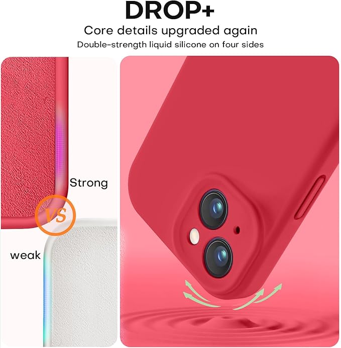 Vooii Compatible with iPhone 13 Case, Liquid Silicone Upgrade [Camera Protection] [Soft Anti-Scratch Microfiber Lining] Shockproof Phone Case for iPhone 13 6.1 inch - Red