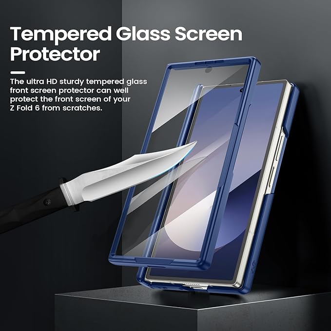 VEGO for Galaxy Z Fold 6 Case with Kickstand, Hinge Protection & Belt Clip Holster & Front Screen Protector & Slide Camera Cover Magnetic Kickstand Case for Samsung Galaxy Z Fold 6 5G - Blue