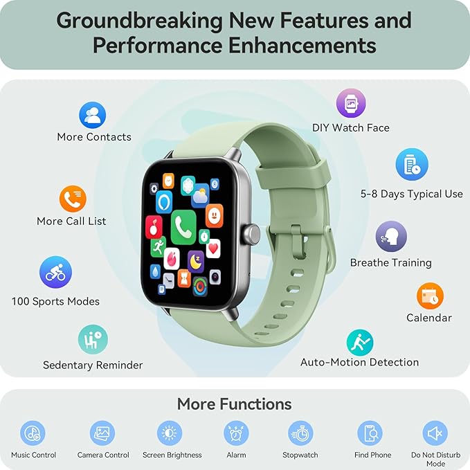 Gydom Smart Watch for Men Women, Alexa Built-in, 1.8" Smartwatch with Heart Rate/SpO2/Sleep Monitor, IP68 Waterproof Fitness Tracker, Bluetooth Call (Answer/Make) for Android iPhone, 101+ Sport Mode