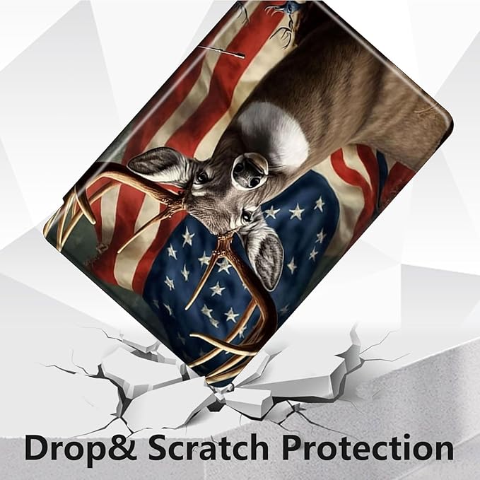 Case for Lenovo Tab M10 Plus 10.3", 360 Degree Rotating Folding Stand,with Auto Sleep/Wake Case for Lenovo Tab M10 Plus (2020 2nd Gen) TB-X606F/TB-X606X 10.3" FHD Tablet,American Flag Deers