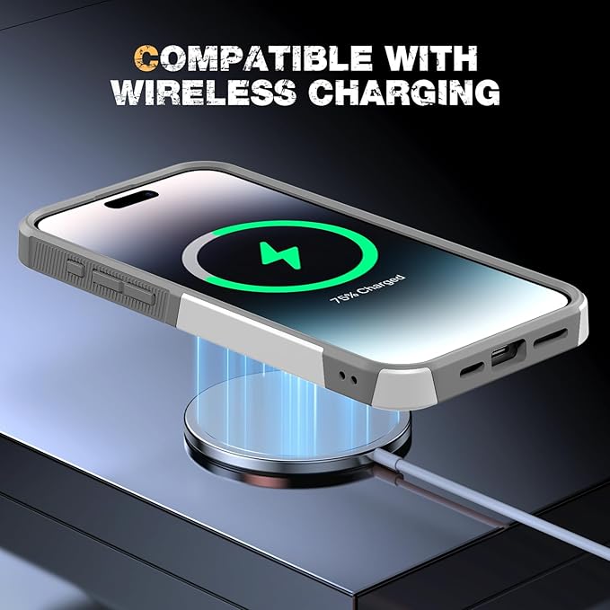 Diaclara Designed for iPhone 14 Pro Max Case, [with Privacy Screen Protector] [Anti Spy] [Military Grade Drop Protection] Heavy Duty Full-Body Shockproof Phone Case, White