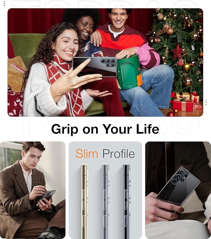 TORRAS Shockproof for Samsung Galaxy S25 Ultra Case, [Non-Yellowing] [12FT Military-Grade Protection] Transparent Slim Case for Samsung S25 Ultra Case, Diamond Clear, Hard, 6.9'' Guardian Series