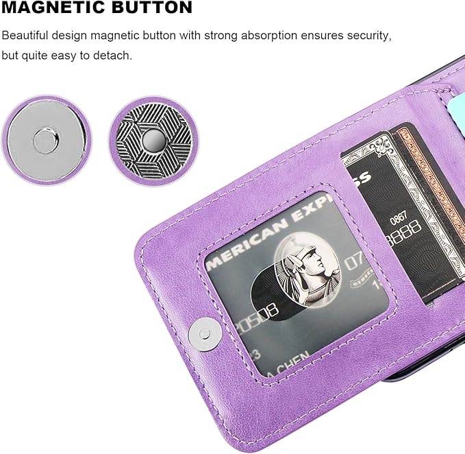 KIHUWEY for Samsung Galaxy S24 Plus Case Wallet with Credit Card Holder, Flip Premium Leather Magnetic Clasp Kickstand Heavy Duty Protective Cover for Samsung Galaxy S24 Plus 6.7" (Purple)