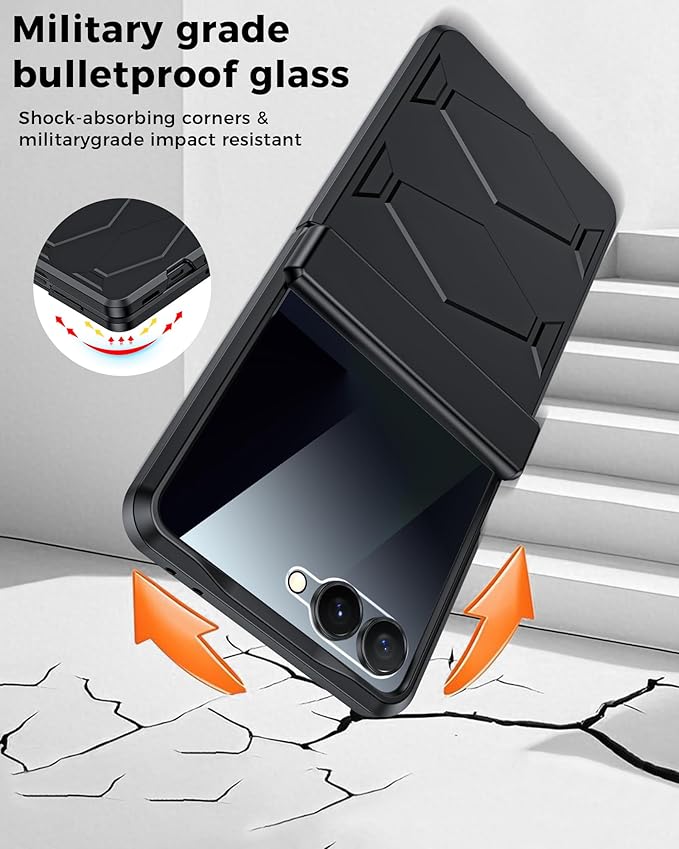 for Samsung Galaxy Z Flip 7 Case,Built-in Privacy Screen Protector&Hinge Protection Shockproof All-Inclusive Smartphone Cover for Samsung Galaxy Z Flip 7(Black)